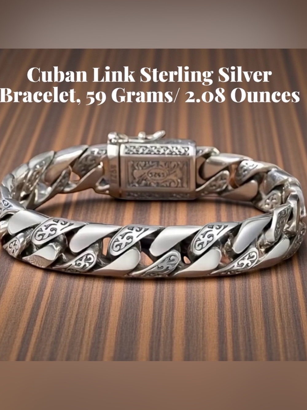 🔥Trending 🔥LAST ONE! Cuban Link Sterling Silver Bracelet, 59 Grams/2.08 Ounces